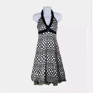 Jodi Kristopher Halter Dress Black White Polka Dot